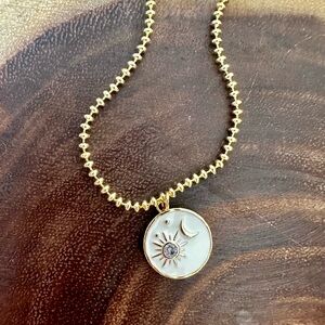 Gold Sun and Moon Pendant Necklace